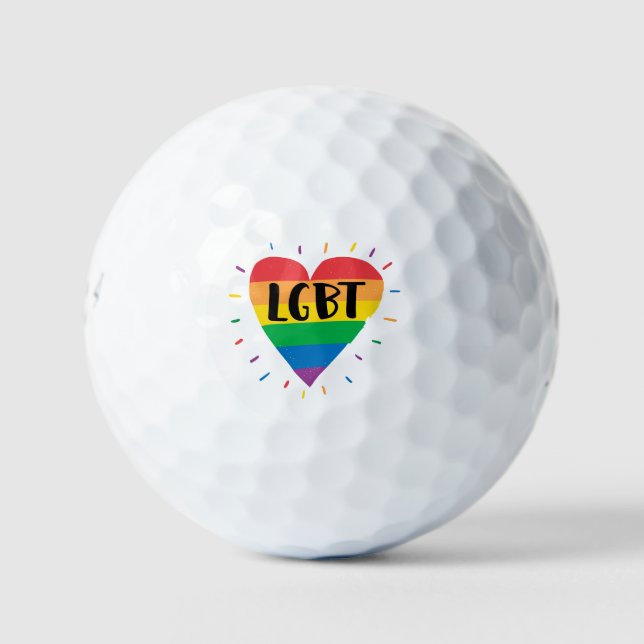LGBT Rainbow Heart Golf Balls (Front)