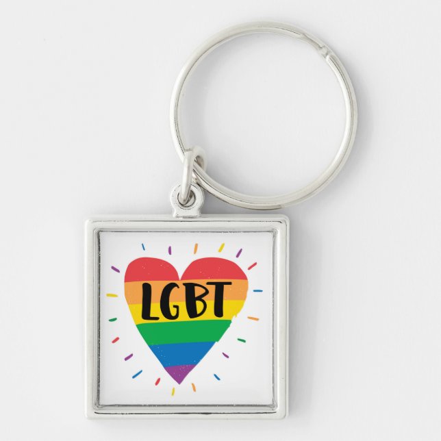 LGBT Rainbow Heart Key Ring (Front)
