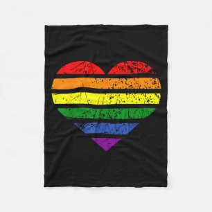 Lgbt Rainbow Heart Love Couple Pride Month Valenti Fleece Blanket
