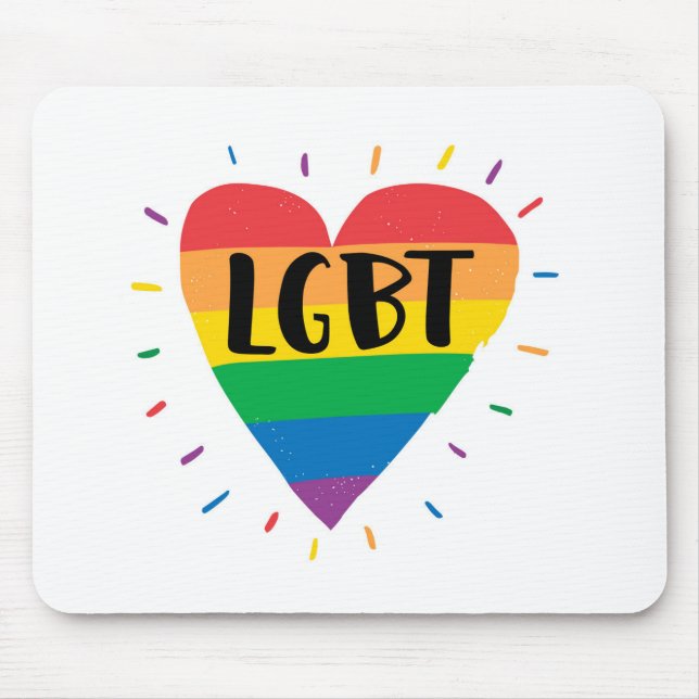 LGBT Rainbow Heart Mouse Pad (Front)