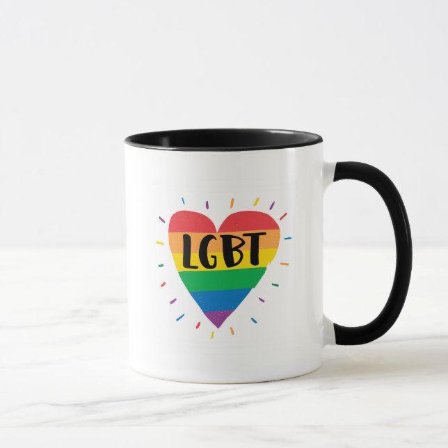 LGBT Rainbow Heart Mug (Right)