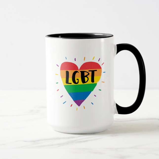 LGBT Rainbow Heart Mug (Right)