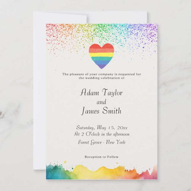 LGBT Rainbow Heart Pride Flag  Invitation (Front)