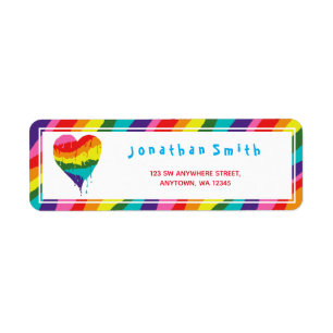 LGBT Rainbow Heart Return Address Label