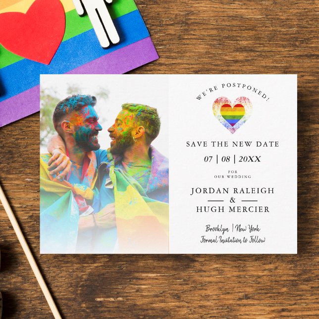 LGBT Rainbow Heart Save New Date Postponed Wedding (Creator Uploaded)
