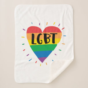 LGBT Rainbow Heart Sherpa Blanket