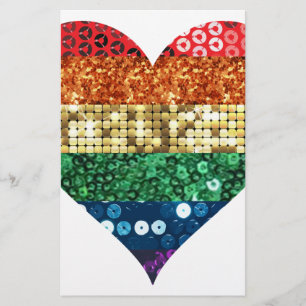 lgbt rainbow heart stationery