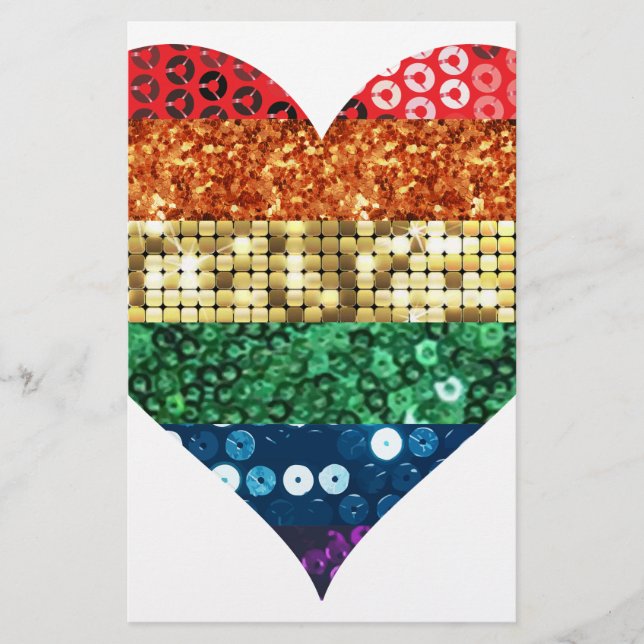 lgbt rainbow heart stationery (Front)
