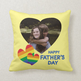 LGBT Rainbow Hearts Father's Day Cushion
