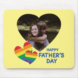 LGBT Rainbow Hearts Father's Day Mouse Pad