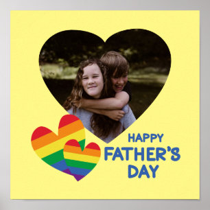 LGBT Rainbow Hearts Father's Day Poster