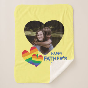LGBT Rainbow Hearts Father's Day Sherpa Blanket