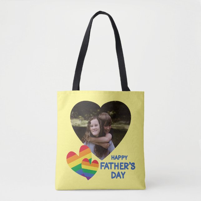 LGBT Rainbow Hearts Father's Day Tote Bag (Front)