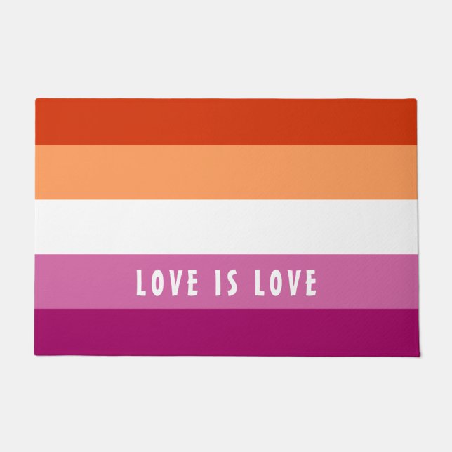 LGBT Rainbow Lesbian Pride Flag Custom Text Doormat (Front)
