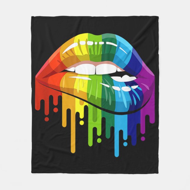 LGBT Rainbow Lip Gay Pride Fleece Blanket (Front)