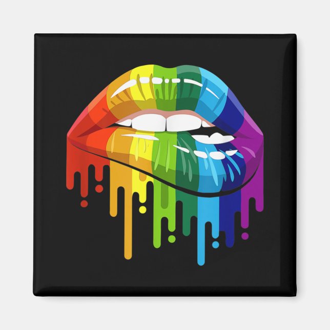 LGBT Rainbow Lip Gay Pride Magnet (Front)