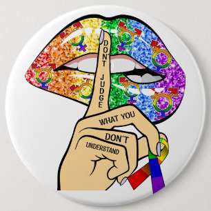 LGBT Rainbow Lips 6 Cm Round Badge