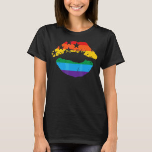 Lgbt Rainbow Lips Pride Gay Homosexual Lesbian T-Shirt