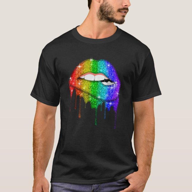 Lgbt Rainbow  Lips Pride  Gay Homosexual Lesbian T T-Shirt (Front)