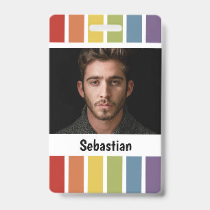 LGBT Rainbow Muted Colour Personalised ID Badge