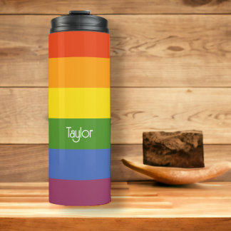 LGBT Rainbow Muted Colour Thermal Tumbler
