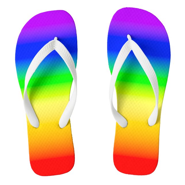 LGBT Rainbow Pride Flag Ombre Gradient Stripes Thongs (Footbed)