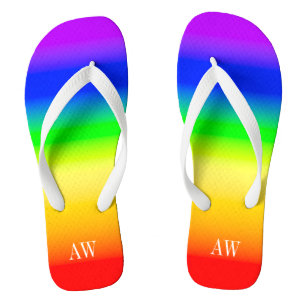LGBT Rainbow Pride Flag Ombre Stripes Initials Thongs