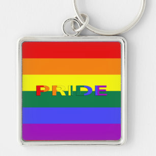 LGBT Rainbow Pride Flag Premium Square Keychain