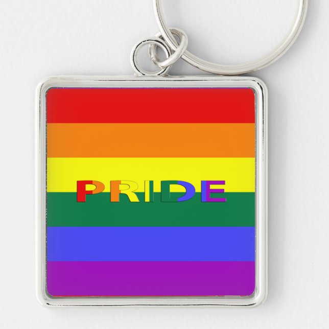 LGBT Rainbow Pride Flag Premium Square Keychain (Front)