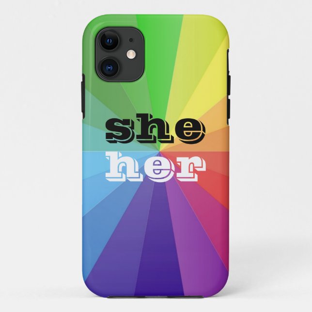 LGBT Rainbow Pride Flag Pronoun She/Her Case-Mate iPhone Case (Back)