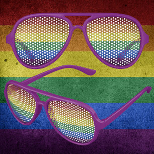 LGBT Rainbow Pride Flag Retro Style Aviator Sunglasses