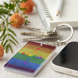 LGBT Rainbow Pride Flag Retro Style Key Ring