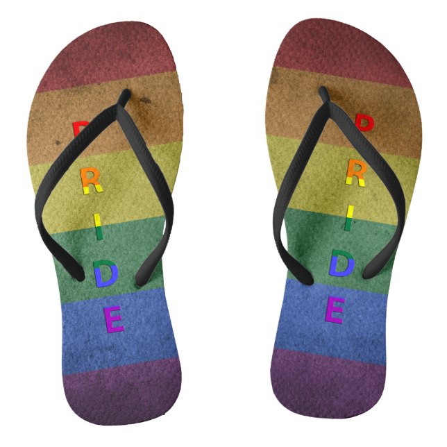 LGBT Rainbow Pride Flag Retro Style Thongs (Footbed)