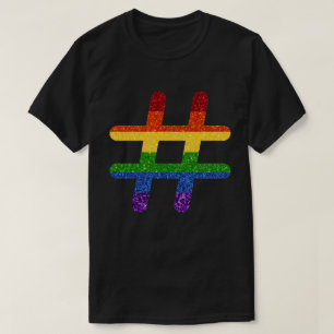 LGBT Rainbow Pride Glitter Hashtag T-Shirt