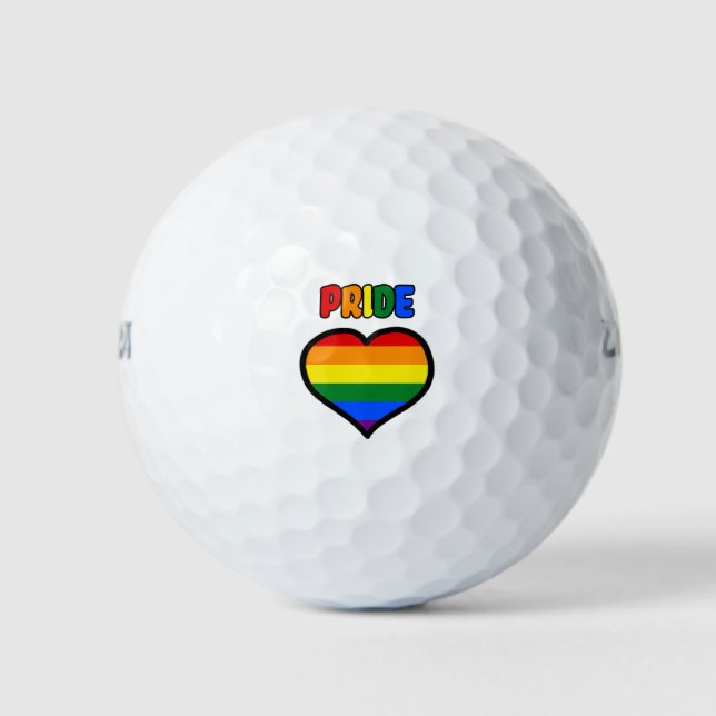 LGBT+ Rainbow Pride Heart Golf Balls (Front)