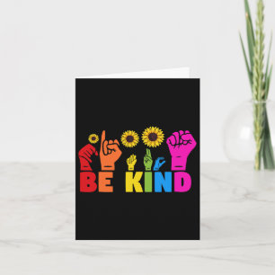 Lgbt Rainbow Pride Month Asl Be Kind Hand Sign Lan Card