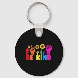 Lgbt Rainbow Pride Month Asl Be Kind Hand Sign Lan Key Ring