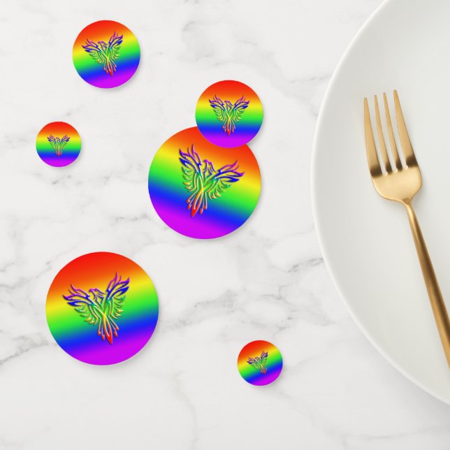 LGBT Rainbow Pride Phoenix Rising, embossed-effect Confetti (Group)