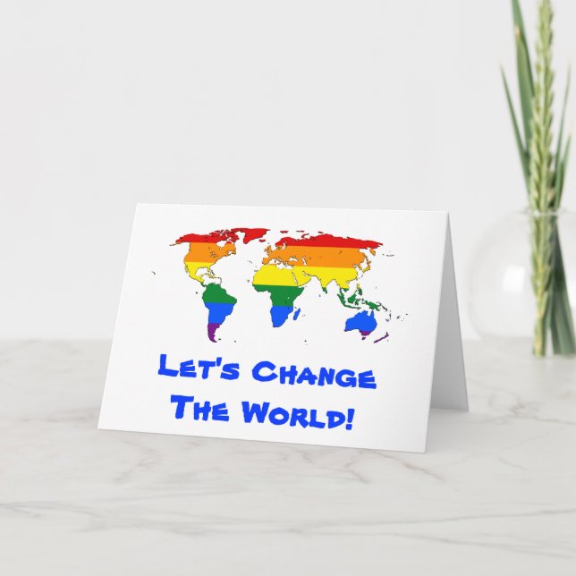 LGBT rainbow pride world map Greeting Card (Front)