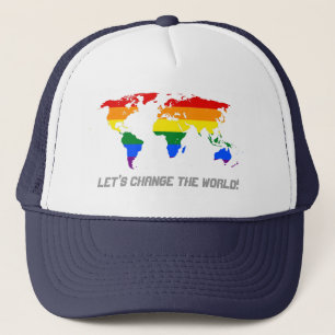 LGBT rainbow pride world map Hat