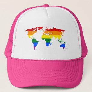 LGBT rainbow pride world map Hat