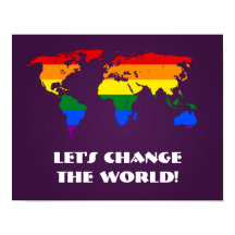 LGBT rainbow pride world map poster
