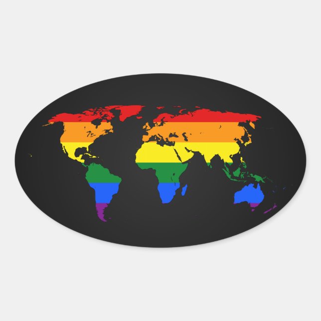 LGBT rainbow pride world map Stickers (Front)
