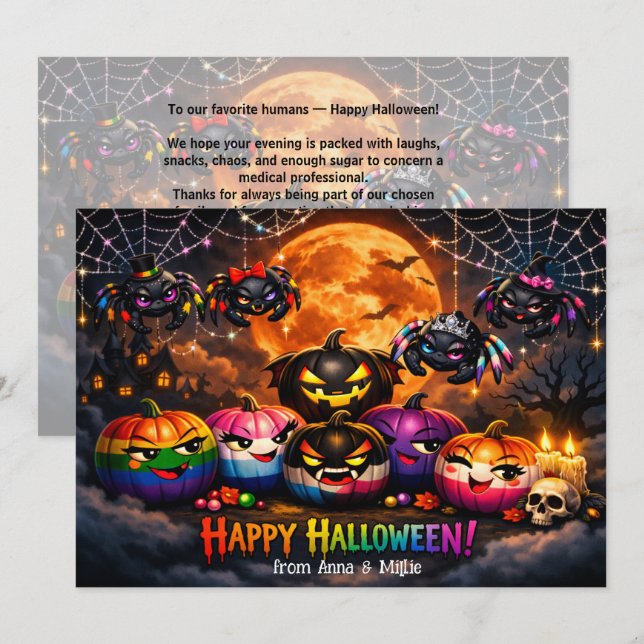 🕷️🌈LGBT Rainbow Pumpkin Patch  card (Front/Back)