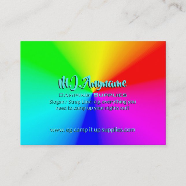 LGBT Rainbow Radial Colours Camping Supplies Business Card (Front)