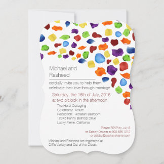LGBT Rainbow Rose Petals Gay Wedding Invitations