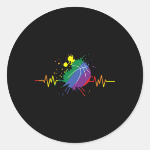 Lgbt Rainbow Sketll Heartbeat Gay Lesbian Pride Ma Classic Round Sticker