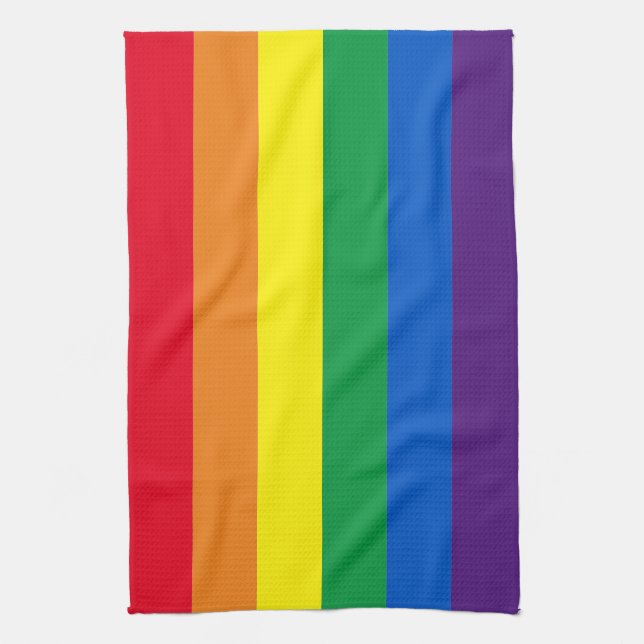 LGBT Rainbow stripes colours gay pride flag modern Tea Towel (Vertical)