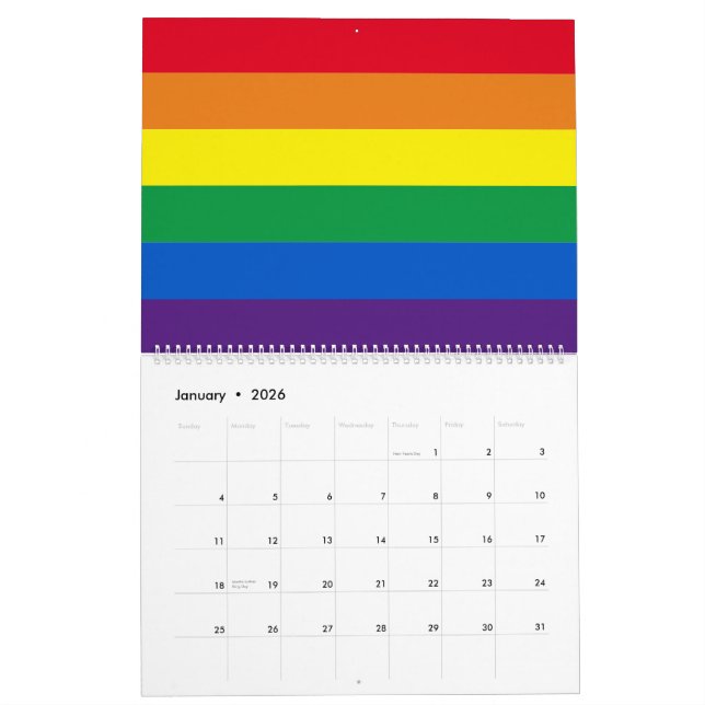 Lgbt rainbow stripes colours Lgbtq gay pride flag Calendar (Jan 2026)