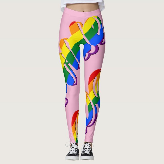 LGBT Rainbow Text Gay Pride Parade 2021 Leggings (Front)